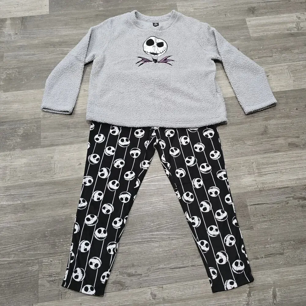 Disney Tim Burton's Nightmare Christmas 2 Piece Pajama Set Soft PJ Top & Pants L - Picture 12 of 12